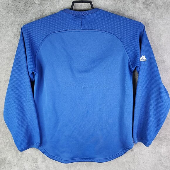 Mens Majestic Blue Pullover Shirt Crew Neck Long Sleeve Size S - Picture 8 of 12
